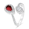 LARGE 1.19CT DIAMOND & AAA RUBY 14K WHITE GOLD PEAR SHAPE ROUND CRISS CROSS RING