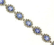 10.55CT DIAMOND & AAA TANZANITE 14KT WHITE GOLD 3D OVAL & ROUND TENNIS BRACELET