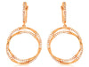 LARGE .45CT DIAMOND 14K ROSE GOLD DOUBLE CIRCULAR BAMBOO HUGGIE HANGING EARRINGS