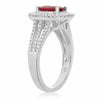 ESTATE GIA 2.16CT DIAMOND & AAA RUBY 18KT WHITE GOLD OVAL HALO ENGAGEMENT RING