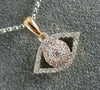 ESTATE .26CT WHITE & PINK DIAMOND 18KT WHITE & ROSE GOLD EVIL EYE LUCKY NECKLACE