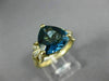 LARGE 4.05CT DIAMOND & AAA LONDON BLUE TOPAZ 14KT 2 TONE GOLD TRILLION FUN RING