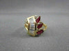 ANTIQUE WIDE 1.45CTW DIAMOND & AAA RUBY 14KT YELLOW COCKTAIL RING AMAZING #22075