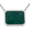 3.12CT AAA EMERALD 18KT WHITE GOLD 3D EMERALD CUT SOLITAIRE BEZEL LOVE NECKLACE