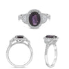 LARGE 2.60CT DIAMOND & AAA PURPLE SAPPHIRE 18KT WHITE GOLD OVAL ENGAGEMENT RING