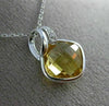 ESTATE 2.91CT DIAMOND & AAA CITRINE 14KT WHITE GOLD SQUARE LEAF FLOATING PENDANT
