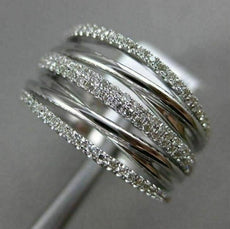 ESTATE .56CT ROUND DIAMOND 14KT WHITE GOLD 3D MULTI ROW CRISS CROSS LOVE RING