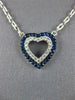 ESTATE .41CT DIAMOND & AAA SAPPHIRE 18KT WHITE GOLD OPEN DOUBLE HEART NECKLACE