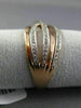 ESTATE .23CT DIAMOND 14KT WHITE & ROSE GOLD 3D MULTI ROW CRISS CROSS LOVE RING