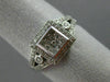 ESTATE .33CT DIAMOND 14KT WHITE GOLD 3D SQUARE HALO PAVE MLGRAIN FRIENDSHIP RING