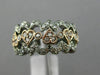 ESTATE WIDE .50CT DIAMOND 14KT WHITE & ROSE GOLD MILGRAIN MULTI HEART LOVE RING