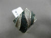 ESTATE X LARGE 1.72CT WHITE & BLUE DIAMOND 14K WHITE GOLD CRISS CROSS FANCY RING