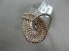 ESTATE WIDE 1.48CT DIAMOND 14KT WHITE & ROSE GOLD 3D OPEN LOVE KNOT FUN RING