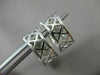 ESTATE WIDE .82CT DIAMOND 18KT WHITE GOLD FILIGREE HUGGIE EARRINGS UNIQUE #16574