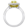 LARGE .91CT WHITE & FANCY YELLOW DIAMOND 18KT 2 TONE GOLD OVAL ENGAGEMENT RING