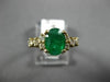 ESTATE 1.45CT DIAMOND & AAA OVAL CUT EMERALD 14KT YELLOW GOLD 3D ENGAGEMENT RING
