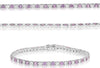 5.50CT DIAMOND & AAA PINK SAPPHIRE 14K WHITE GOLD ROUND ETERNITY TENNIS BRACELET