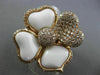 ESTATE EXTRA LARGE 1.90CT DIAMOND & AAA AGATE 18K ROSE GOLD 3D HEART FLOWER RING