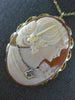 ESTATE .02CT OLD MINE DIAMOND 14KT 2 TONE GOLD LADY CAMEO PENDANT BROOCH #21219