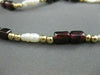 ANTIQUE LONG 14KT YELLOW GOLD AAA GARNET & PEARLS NECKLACE BEAUTIFUL!! #21983