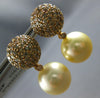 LARGE 2.21CT MOCHA DIAMOND & AAA GOLDEN SOUTH SEA PEARL 18KT ROSE GOLD EARRINGS