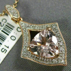 1.13CT DIAMOND & AAA MORGANITE 14KT WHITE & ROSE GOLD TRILLION FILIGREE PENDANT