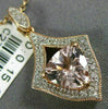 1.13CT DIAMOND & AAA MORGANITE 14KT WHITE & ROSE GOLD TRILLION FILIGREE PENDANT