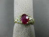ESTATE 1.23CT DIAMOND & AAA RUBY 14KT YELLOW GOLD 3D OVAL ENGAGEMENT RING #2451