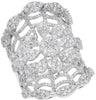ESTATE EXTRA LARGE 2.49CT DIAMOND 18KT WHITE GOLD 3D MULTI FLOWER CROWN RING