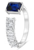 2.36CT DIAMOND & AAA SAPPHIRE 18KT WHITE GOLD EMERALD CUT SOLITAIRE TENSION RING