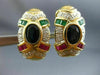 ANTIQUE LARGE 2.64CT DIAMOND & MULTI-GEM 14KT TWO TONE CLIP ON EARRINGS #21745