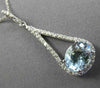 ESTATE LARGE 1.76CT DIAMOND & AAA AQUAMARINE 14KT WHITE GOLD TRIANGULAR PENDANT