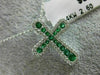 ESTATE .44CT DIAMOND & AAA EMERALD 14KT WHITE GOLD 3D CROSS FLOATING PENDANT