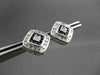 ESTATE 1.20CTW DIAMOND & AAA SAPPHIRE 14KT WHITE GOLD SQUARE STUD EARRINGS