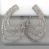.67CT DIAMOND 14KT WHITE GOLD 3D MULTI ROW HORSESHOE TEAR DROP HANGING EARRINGS
