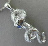 ESTATE LARGE .31CT DIAMOND & AAA SAPPHIRE 14KT WHITE GOLD SNAKE FLOATING PENDANT