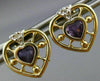 ESTATE LARGE .65CT DIAMOND & AMETHYST 14K TWO TONE GOLD 3D HEART EARRINGS #25209