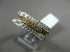 ESTATE .60CT WHITE & FANCY PINK DIAMOND 14KT TRI GOLD 3 ROW OPEN HEART LOVE RING