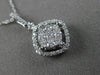 ESTATE .30CT DIAMOND 14KT WHITE GOLD 3D CLASSIC SQUARE CLUSTER FLOATING PENDANT