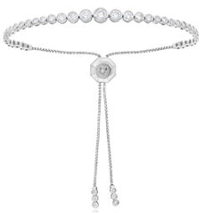 2.0CT DIAMOND 14KT WHITE GOLD BEZEL GRADUATING ADJUSTABLE LOVE TENNIS BRACELET
