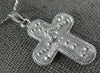 .07CT DIAMOND 14KT WHITE GOLD 3D SOLITAIRE MATTE AND SHINY CROSS PENDANT #27013
