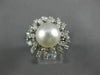 ANTIQUE LARGE 1.25CT DIAMOND & AAA SOUTH SEA PEARL 14KT WHITE GOLD 3D RING #848