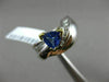 ESTATE WIDE 1.26CT DIAMOND & TRILLION TANZANITE 14KT 2 TONE GOLD SEMI BEZEL RING