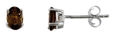 ESTATE .80CT AAA SMOKY TOPAZ 14K WHITE GOLD OVAL CLASSIC SOLITAIRE STUD EARRINGS