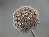 ESTATE EXTRA LARGE 2.70CT WHITE & PINK DIAMOND 18KT 2 TONE GOLD 3D FLOWER RING