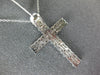 ESTATE LARGE 2.0CT DIAMOND 14KT WHITE GOLD 3D CLASSIC TWO ROW CROSS PENDANT