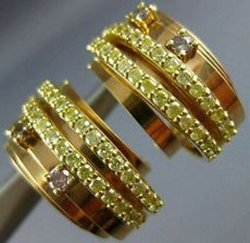 ESTATE WIDE .24CT FANCY YELLOW & PINK DIAMOND 18KT 2 TONE GOLD UMBRELLA EARRINGS