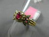 ESTATE .61CT DIAMOND & OVAL AAA RUBY 14K YELLOW GOLD FLOWER HALO ENGAGEMENT RING