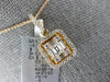 ESTATE .49CT DIAMOND 18KT ROSE GOLD ROUND & BAGUETTE CLUSTER SQUARE HALO PENDANT