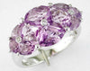 3.73CT DIAMOND & AAA AMETHYST 14KT WHITE GOLD 3D FLOWER ETOILE FUN RING